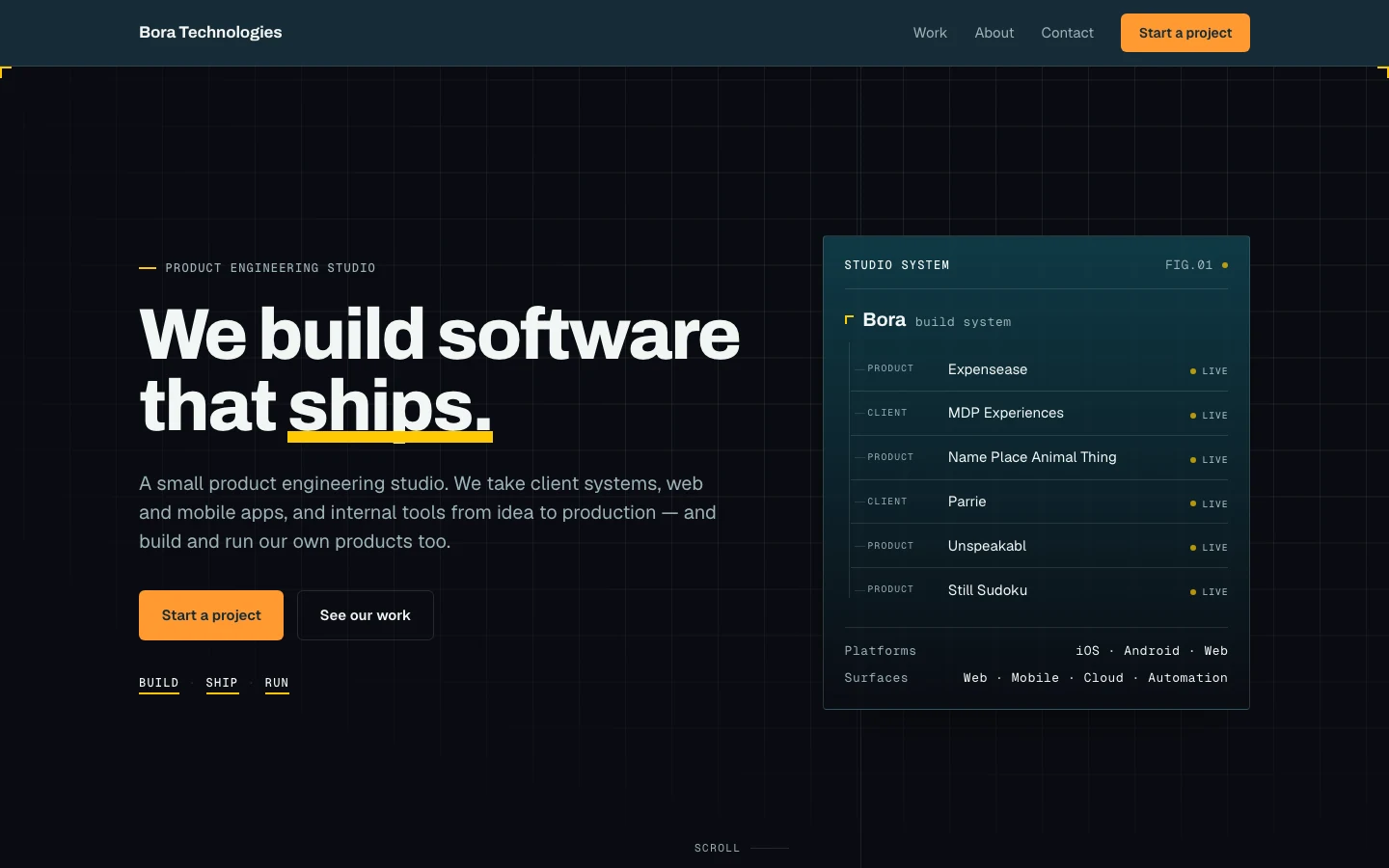Bora Technologies, a product engineering studio. We build software that ships