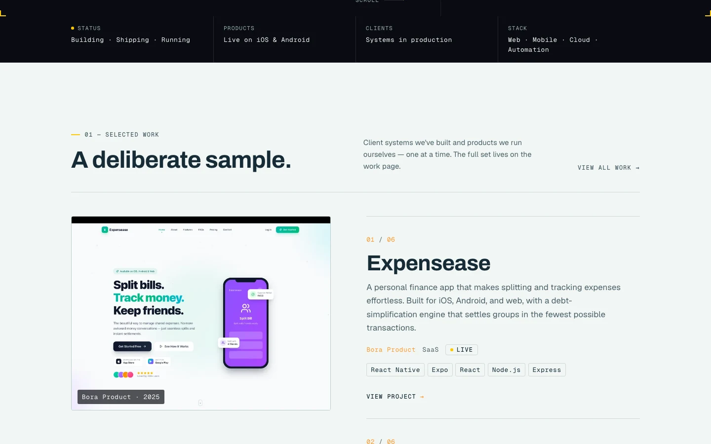 Bora Technologies: selected work across products and client systems