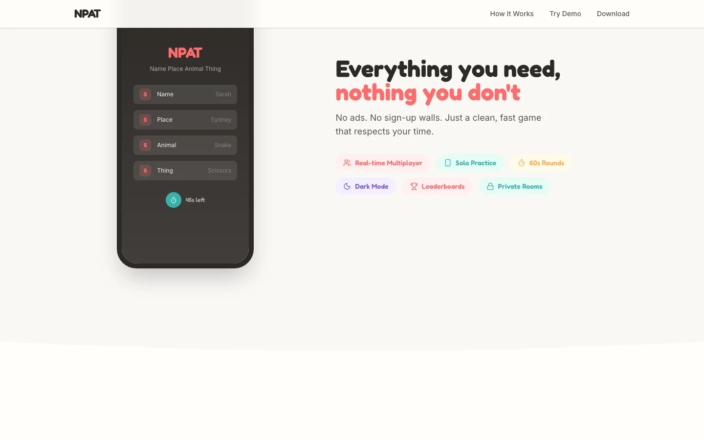 NPAT: real-time multiplayer, single-player bots, achievements and XP